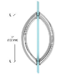 CRL Polished Chrome 6" Crescent Style Back-to-Back Pull Handles Without Metal Washers