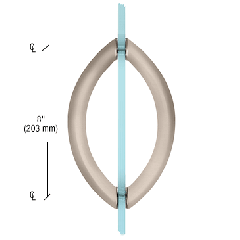 CRL Brushed Nickel 8" Crescent Style Back-to-Back Pull Handles Without Metal Washers