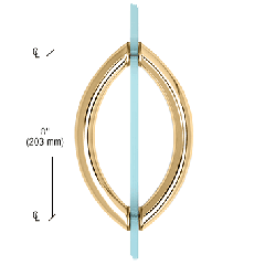 CRL Polished Brass 8" Crescent Style Back-to-Back Pull Handles Without Metal Washers