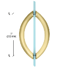 CRL Satin Brass 8" Crescent Style Back-to-Back Pull Handles Without Metal Washers