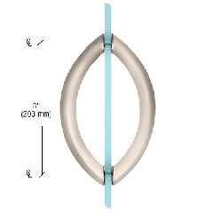 CRL Satin Nickel 8" Crescent Style Back-to-Back Pull Handles Without Metal Washers