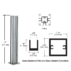 CRL Satin Anodized 24" 3-Way Design Series Partition Post