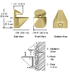 CRL Polished Brass Adjustable Shelf Clamp