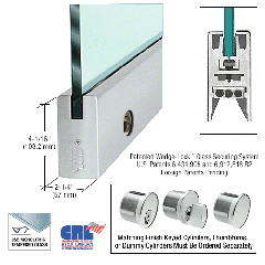 CRL Brushed Stainless 5/8" Glass 4" Square Door Rail With Lock - Custom Length