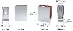 CRL Chrome Fixed Plate Corner Clamp for 1/4" to 3/8" Glass