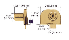 CRL Brass Double Glass Door Lock - Randomly Keyed