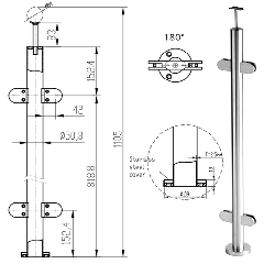 CRL 316 Brushed Stainless Steel Centre Post Kit, Balustrade Post 316 Grade