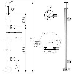 CRL 316 Brushed Stainless Steel End Post Kit, Balustrade Post 316 Grade