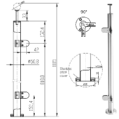 CRL 316 Brushed Stainless Steel 90 Degree Post Kit, Balustrade Post 316 Grade