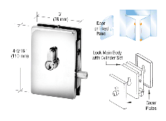 CRL Polished Stainless EUR Series Center Housed Patch Lock