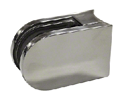 CRL Polished Stainless Steel Large D-Shape 48.3mm Radius Back Glass Clamp - 63 x 45mm