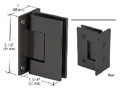 CRL Matte Black Geneva 037 Series Wall Mount Full Back Plate Standard Hinge