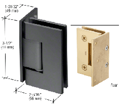 CRL All Black Geneva 044 Series Wall Mount Offset Back Plate Hinge