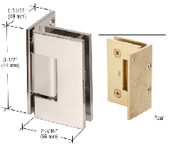 CRL Polished Nickel Geneva 044 Series Wall Mount Offset Back Plate Hinge