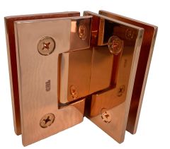 CRL Polished Copper Geneva 092 Series 90 Degree Glass-To-Glass Hinge