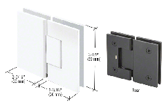 CRL All White Geneva 180 Series 180 Degree Glass-to-Glass Standard Hinge