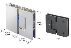 CRL Polished Chrome Geneva 180 Series 180 Degree Glass-to-Glass Standard Hinge