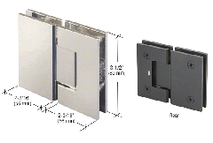 CRL Polished Nickel Geneva 180 Series 180 Degree Glass-to-Glass Standard Hinge