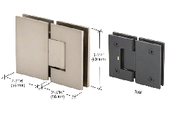 CRL Satin Nickel Geneva 180 Series 180 Degree Glass-to-Glass Standard Hinge