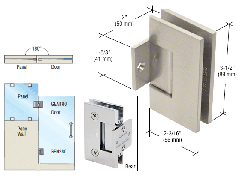 CRL Brushed Nickel Geneva 280 Series 180 Degree Pony Wall Mount Hinge