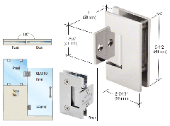 CRL Polished Nickel Geneva 280 Series 180 Degree Pony Wall Mount Hinge