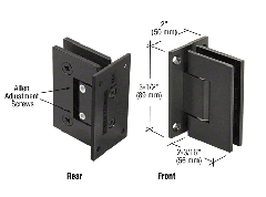 CRL Matte Black Geneva 337 Series Adjustable Wall Mount Full Back Plate Hinge