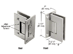 CRL Brushed Satin Chrome Geneva 337 Series Adjustable Wall Mount Full Back Plate Hinge