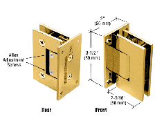 CRL Gold Plated Geneva 337 Series Adjustable Wall Mount Full Back Plate Hinge