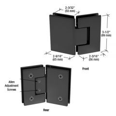 CRL Matte black Geneva 345 Series Adjustable 135 Degree Glass-to-Glass Hinge