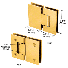 CRL Gold Plated Geneva 380 Series Adjustable 180 Degree Glass-to-Glass Hinge