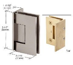 CRL Brushed Nickel Geneva 544 Series Wall Mount Offset Back Plate Hinge