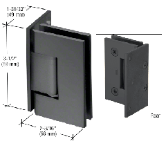 CRL Matte Black with Chrome Center Block Geneva 544 Series Wall Mount Offset Back Plate Hinge