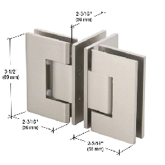 CRL Brushed Nickel 'T' Configuration Geneva Glass-to-Glass Hinge