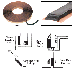 CRL Black 1/16" x 3/8" Butyl Architectural Glazing Tape