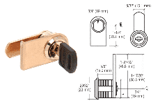 CRL Brass Left Hand Lock for Cabinet Swinging Glass Door - Randomly Keyed