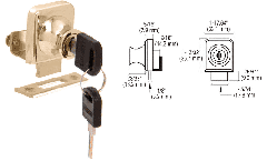 CRL Gold Plated Lock for 3/8" Glass Door - Keyed Alike