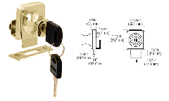 CRL Gold Plated Lock for 1/4" Cabinet Glass Door - Randomly Keyed