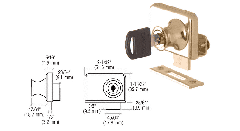 CRL Gold Plated Clamp-On Lock for 1/4" Double Glass Door - Keyed Alike