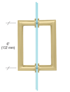 CRL Satin Brass 6" MT Series Round Tubing Mitered Corner Back-to-Back Pull Handle