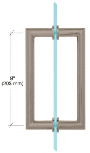 CRL Brushed Nickel 8" MT Series Round Tubing Mitered Corner Back-to-Back Pull Handle