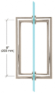 CRL Polished Nickel 8" MT Series Round Tubing Mitered Corner Back-to-Back Pull Handle