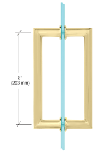 CRL Satin Brass 8" MT Series Round Tubing Mitered Corner Back-to-Back Pull Handle