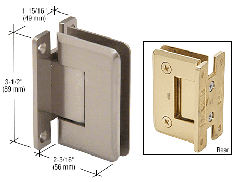 CRL Brushed Nickel Pinnacle 037 Series Wall Mount Full Back Plate Standard Hinge