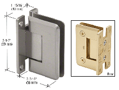 CRL Brushed Satin Chrome Pinnacle 037 Series Wall Mount Full Back Plate Standard Hinge