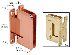 CRL Polished Copper Pinnacle 037 Series Wall Mount Full Back Plate Standard Hinge