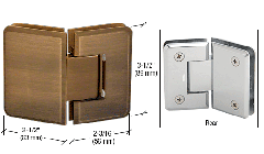 CRL Antique Brass Pinnacle 045 Series 135 Degree Glass-to-Glass Standard Hinge