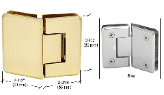 CRL Polished Brass Pinnacle 045 Series 135 Degree Glass-to-Glass Standard Hinge