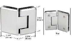 CRL Polished Chrome Pinnacle 045 Series 135 Degree Glass-to-Glass Standard Hinge