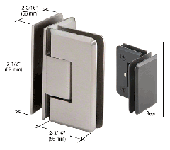 CRL Brushed Nickel Pinnacle 092 Series 90 Degree Glass-to-Glass Hinge