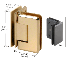 CRL Polished Brass Pinnacle 092 Series 90 Degree Glass-to-Glass Hinge